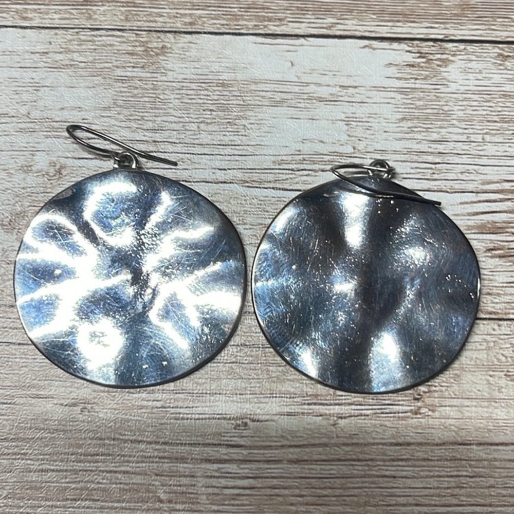 Marlyn Schiff Signed Silver Tone Large Disc’s Pierced Earrings. P